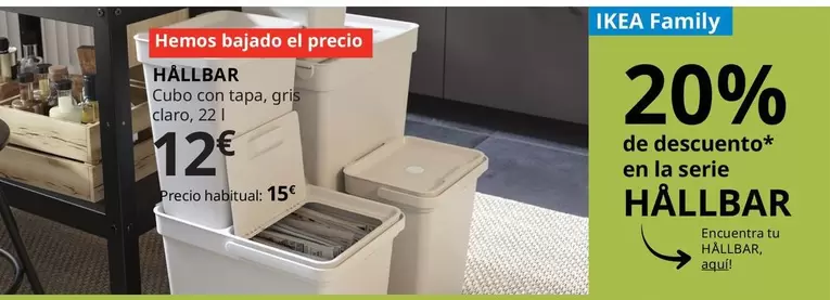 Oferta de En La Cubo Con Tapa, Gris Claro por 12€ en IKEA