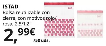 Oferta de Istad - Bolsa Reutilizable Con Cierre, Con Motivos, Rojo por 2,99€ en IKEA