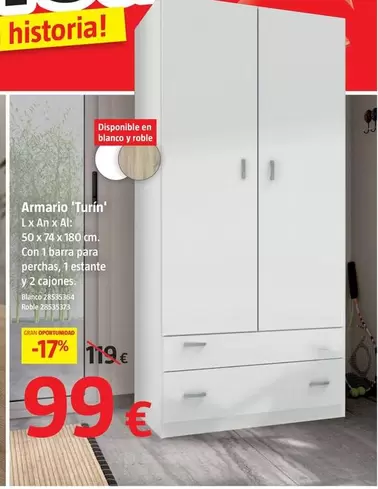 Oferta de Armari 'Tori' por 99€ en BAUHAUS