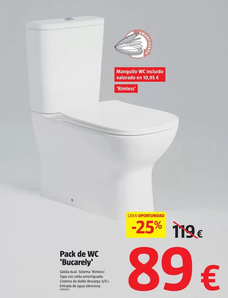 Oferta de Pack De Wc 'Bucarely' por 89€ en BAUHAUS