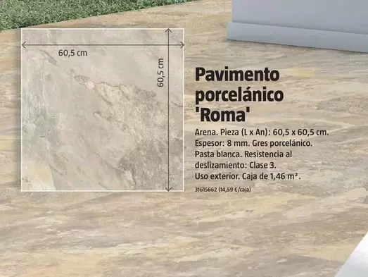 Oferta de Paviment Porcellànic 'Roma' por 9,99€ en BAUHAUS