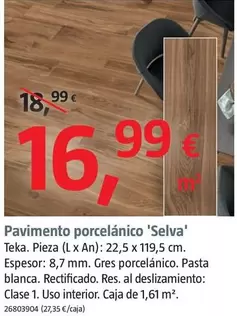 Oferta de Paviment Porcellànic 'Selva' por 16,99€ en BAUHAUS