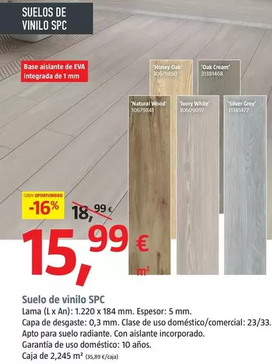 Oferta de Terra De Vinil SPC por 15,99€ en BAUHAUS