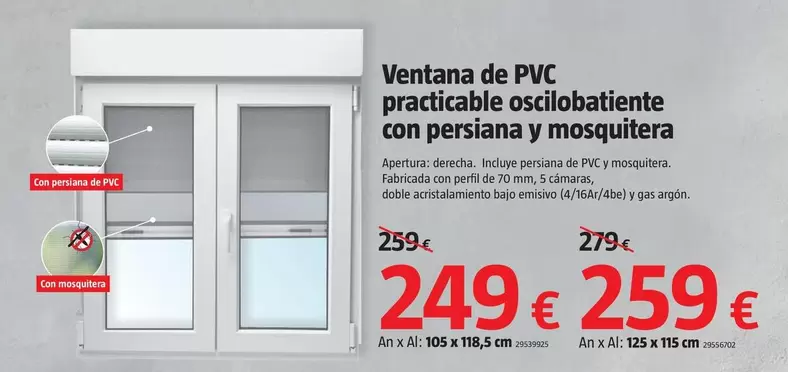 Oferta de Finestra De Pvc Practicable-Osci-Lobatent Amb Persiana I Mosquitera por 249€ en BAUHAUS