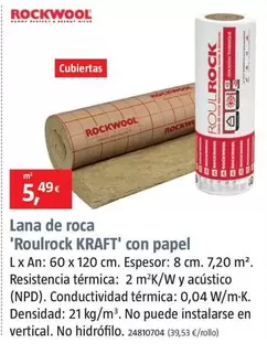 Oferta de Rockwool - Lana De Roca 'Roulrock KRAFT' Con Papel por 5,49€ en BAUHAUS