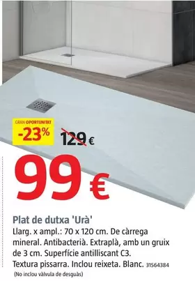 Oferta de Plat De Dutxa 'Urà'  por 99€ en BAUHAUS