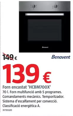 Oferta de Benavent - Forn Encastat 'HCBM700X' por 139€ en BAUHAUS