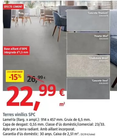 Oferta de Terres Vinilic SPC por 22,99€ en BAUHAUS