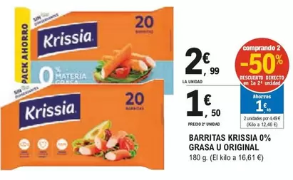 Oferta de Krissia - Barritas 0% Grasa U Original por 2,99€ en E.Leclerc