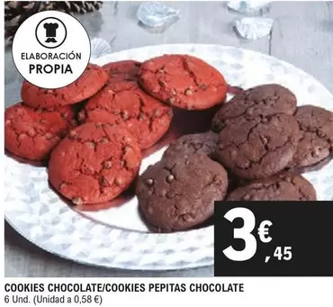 Oferta de Cookies Chocolate/Cookies Pepitas Chocolate por 3,45€ en E.Leclerc