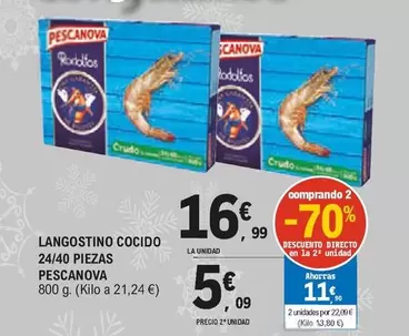 Oferta de Pescanova - Langostino Cocido por 16,99€ en E.Leclerc