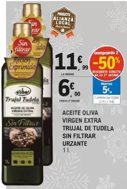 Oferta de Urzante - Aceite Oliva Virgen Extra Trujal De Tudela Sin Filtrar por 11,99€ en E.Leclerc