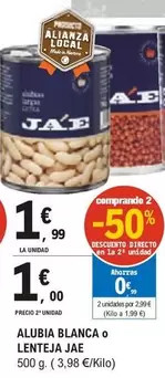 Oferta de JAE - Alubia Blanca o Lenteja por 1,99€ en E.Leclerc