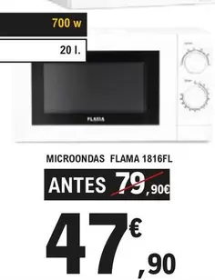 Oferta de Microondas Flama 1816FL por 47,9€ en E.Leclerc