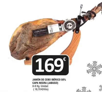 Oferta de Capa Negra - Jamón De Cebo Ibérico 50% (Jabugo) por 169€ en E.Leclerc