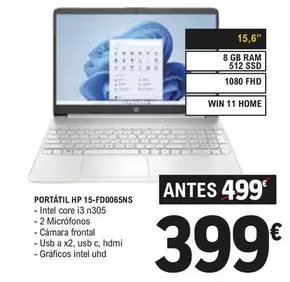 Oferta de HP - Portail 15-FD0065NS por 399€ en E.Leclerc