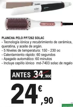 Oferta de Solac - Plancha Pelo PP7262 por 24,9€ en E.Leclerc