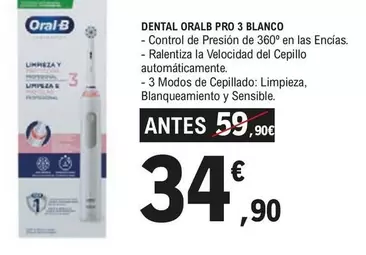 Oferta de Oral B - Dental Pro 3 Blanco por 34,9€ en E.Leclerc