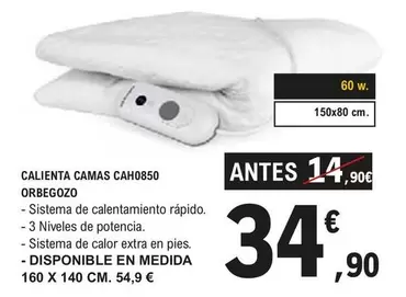 Oferta de Orbegozo - Calienta Camas CAH0850  por 34,9€ en E.Leclerc