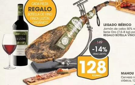 Oferta de Legado Ibérico - Jamón De Cebo 50% Serie Oro por 128€ en Supermercados Plaza