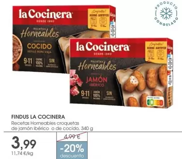 Oferta de Findus La Cocinera - Recetas Horneables Croquetas De Jamón Ibérico O De Cocido por 3,99€ en Supermercados Plaza