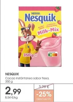 Oferta de Nestlé - Nesquik/ Cacao Instantaneo Sabor Fresa por 2,99€ en Supermercados Plaza