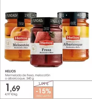 Oferta de Helios - Mermelada De Fresa, Melocoton O Albaricoque por 1,69€ en Supermercados Plaza