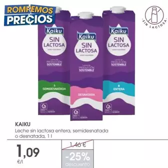 Oferta de Kaiku - Leche Sin Lactosa Entera/ Semidesnatada O Desnatada por 1,09€ en Supermercados Plaza