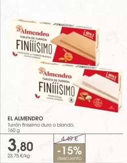 Oferta de El Almendro - Turrón Finissimo Duro O Blando por 3,8€ en Supermercados Plaza