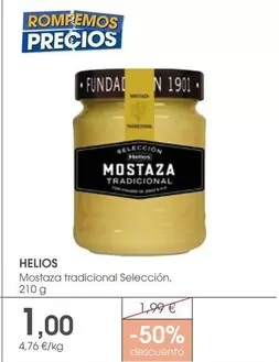 Oferta de Helios - Mostaza Tradicional Seleccion por 1€ en Supermercados Plaza