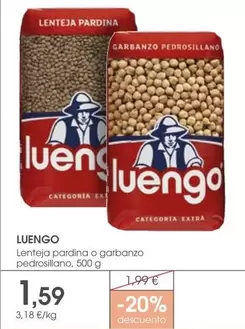 Oferta de Luengo - Lenteja Pardina O Garbanzo Pedrosillano por 1,59€ en Supermercados Plaza