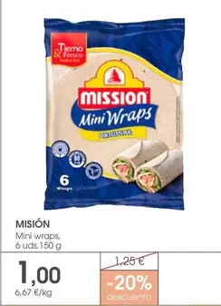 Oferta de Mission - Mini Wraps por 1€ en Supermercados Plaza