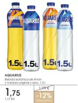 Oferta de Aquarius - Bebida Isofónica De Limón Y Naranja Original Y Zero por 1,75€ en Supermercados Plaza