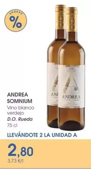 Oferta de Andrea Somnium - Vino Blanco Verdejo D.O. Rueda por 2,8€ en Supermercados Plaza