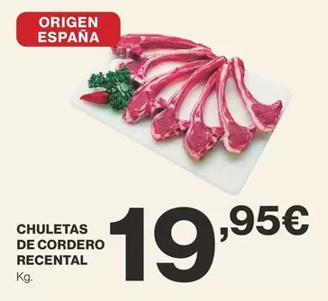 Oferta de Origen - Chuletas De Cordero Recental por 19,95€ en Supercor