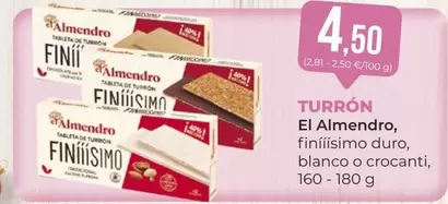 Oferta de Blanco - El Almendro Finitísimo Duro por 4,5€ en SPAR Gran Canaria