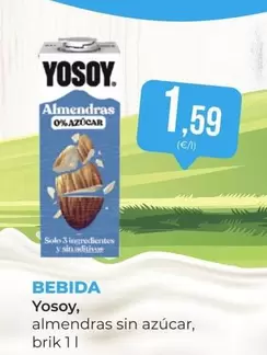 Oferta de YoSoy - Bebida Almendras Sin Azucar por 1,59€ en SPAR Gran Canaria