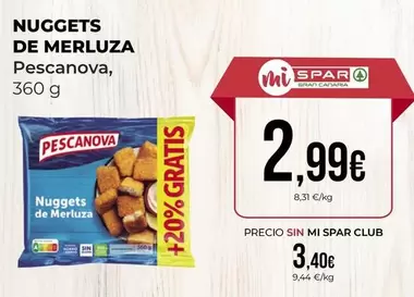 Oferta de Pescanova - Nuggets De Merluza por 2,99€ en SPAR Gran Canaria