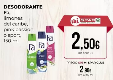 Oferta de Fa - Desodorante por 2,5€ en SPAR Gran Canaria