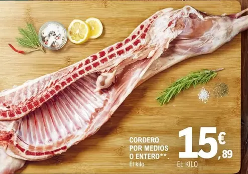 Oferta de Cordero Por Medios O Entero por 15,89€ en E.Leclerc