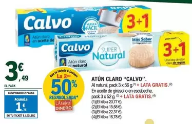 Oferta de Calvo - Atún Claro por 3,49€ en E.Leclerc