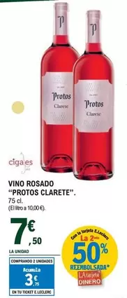 Oferta de Protos Clarete - Vino Rosado por 7,5€ en E.Leclerc