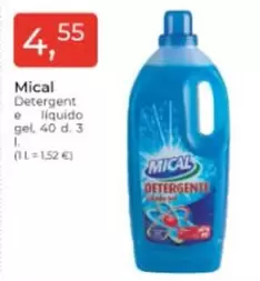 Oferta de Mical - Detergent E Liquido Gel por 4,55€ en Tu Super