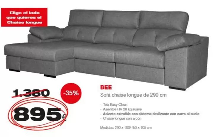 Oferta de Bee/ Sofá Chaise Longue De 290 Cm por 895€ en Expo Mobi