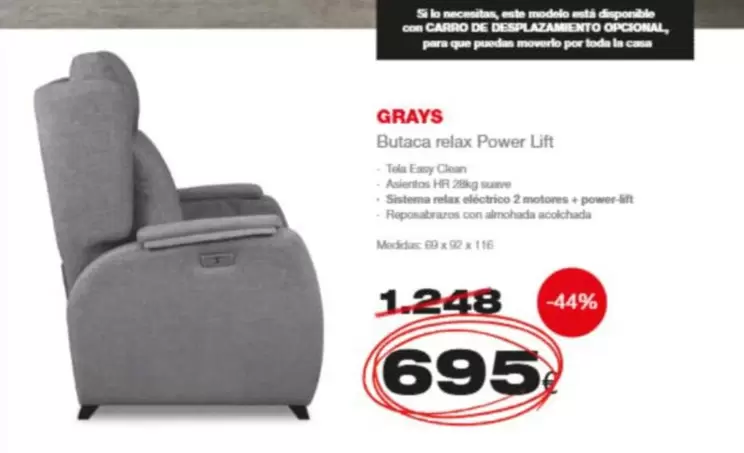 Oferta de Grays - Butaca Relax Power Lift por 695€ en Expo Mobi