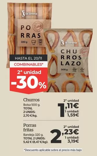 Oferta de La Sirena - Churros por 3,19€ en La Sirena