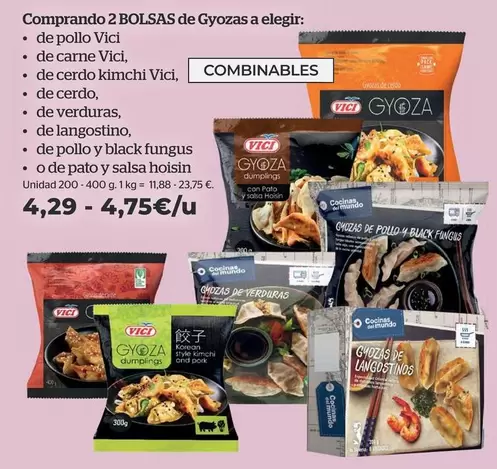 Oferta de VICI - Comprando 2 Bolsas De Gyozas A Elegir por 4,29€ en La Sirena