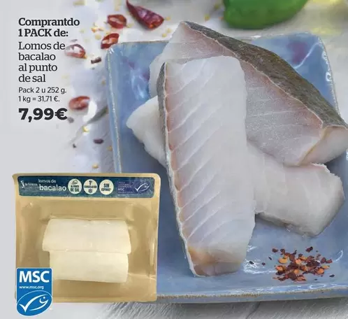 Oferta de Lomos De Bacalao Al Punto De Sal por 7,99€ en La Sirena