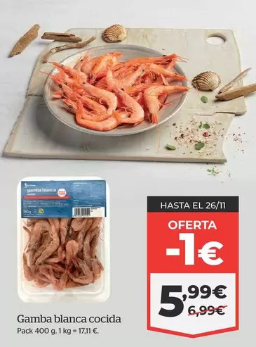 Oferta de Gamba Blanca Cocida por 5,99€ en La Sirena