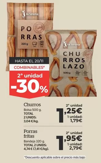 Oferta de La Sirena - Churros por 2,79€ en La Sirena